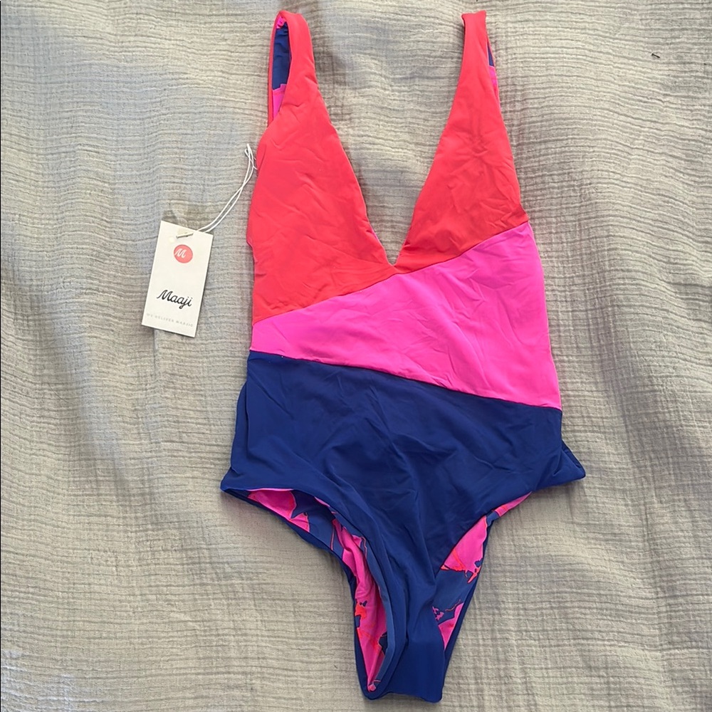 Maaji Red, Pink, and Blue One Piece Swimsuit
